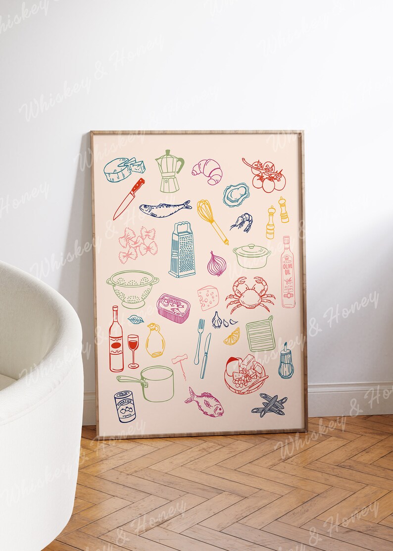 Kitchen Food Art Print | Trendy Ingredients Illustration (Digital Download) image 4