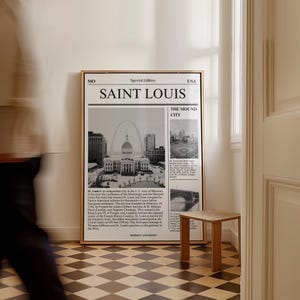 Descarga digital / Póster de San Luis / Arte mural de viajes / Póster de periódico / Arte minimalista / Póster estatal / Arte de San Luis / Póster de Misuri