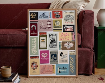 Vintage Matchbox Art Print | Bar Cart Poster (Digital Download)