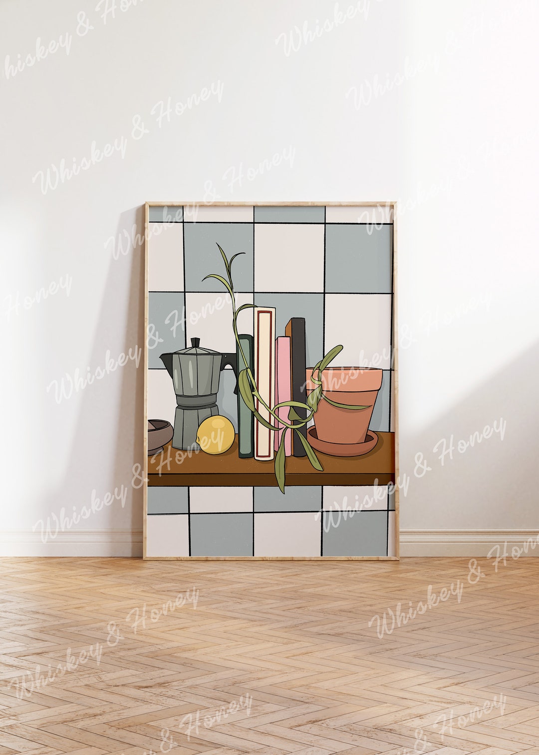 kitchen shelves print colourful kitchen decor,... Digital Download | Kitchen Shelf Illustration Art Print | Printable Art ...