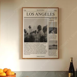 Descarga digital / Póster de Los Ángeles / Arte mural de viajes / Póster de periódico / Arte minimalista / Póster estatal / Arte de Los Ángeles / Póster de California
