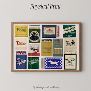 Physical Print | Vintage Philadelphia Matchbooks Art Print | Matchbook Collage | Philly Art Print | Philly Matchbooks | Bar Cart Art