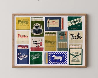 Vintage Philadelphia Streichholzbriefchen Physischer Druck | Philly Barwagen Art.
