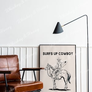 Surfs Up Cowboy Art Print | Coastal Cowgirl Western Art (Digital Download) image 5