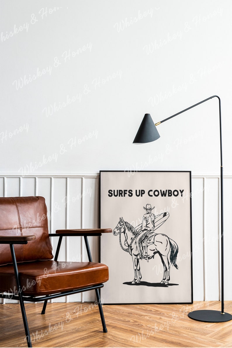 Surfs Up Cowboy Art Print | Coastal Cowgirl Western Art (Digital Download) image 5