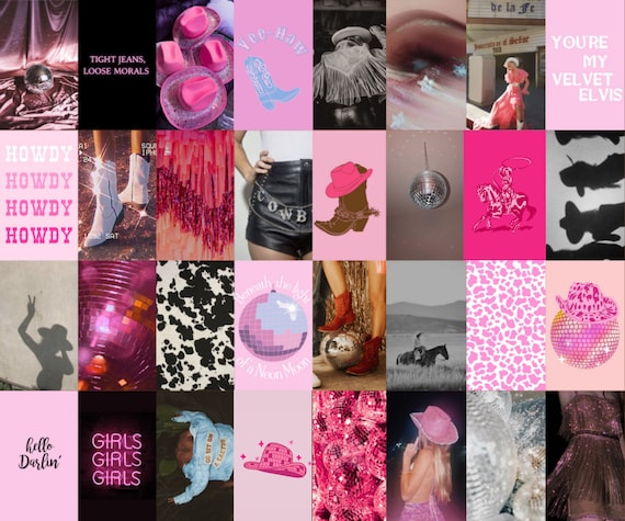 Disco Cowgirl Aesthetic Wall collage | Western Collage |  Digital download | 75 pieces