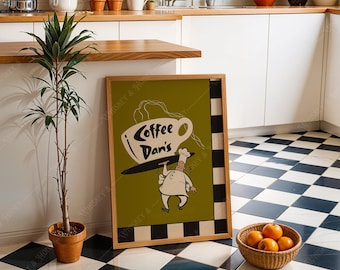 Impresión artística de café vintage / Decoración de cocina retro (Descarga digital)