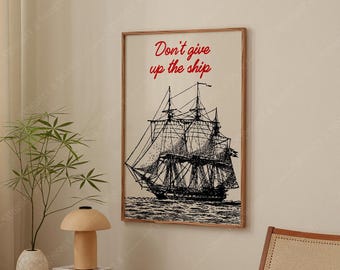 Vintage Pirate Ship Art Print | Nautical Coastal Decor (Digital Download)