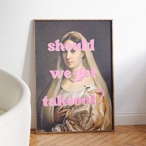 Moeten we een afhaalkunstprint krijgen | Trendy vintage poster (digitale download)