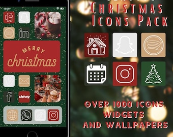 Pacchetto di icone per app natalizie / iOS, Android, widget (download digitale)