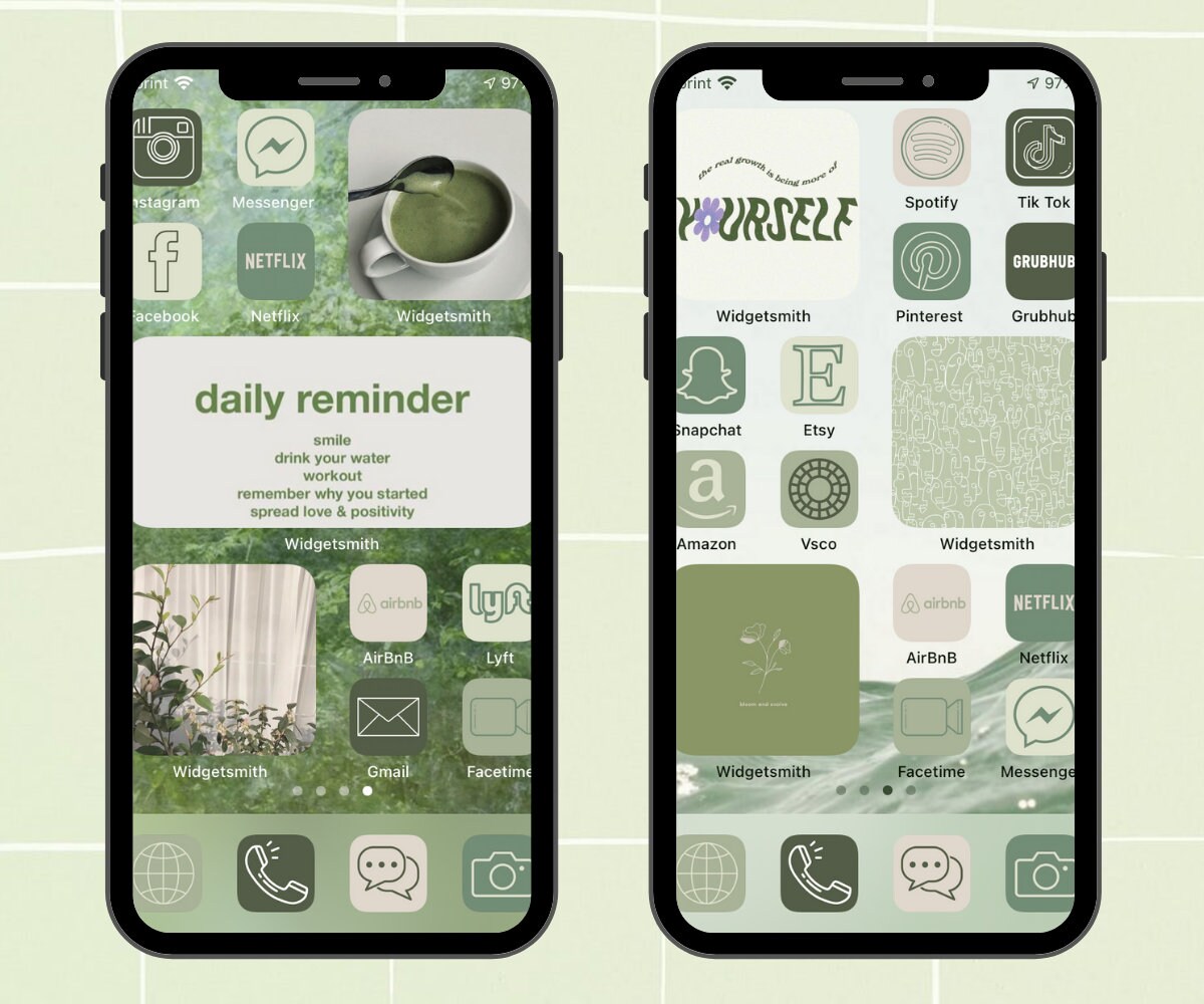 Sage Green Aesthetic IOS 14 Icons Pack Etsy
