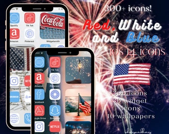 Red White and Blue Aesthetic IOS 14 Icons Pack