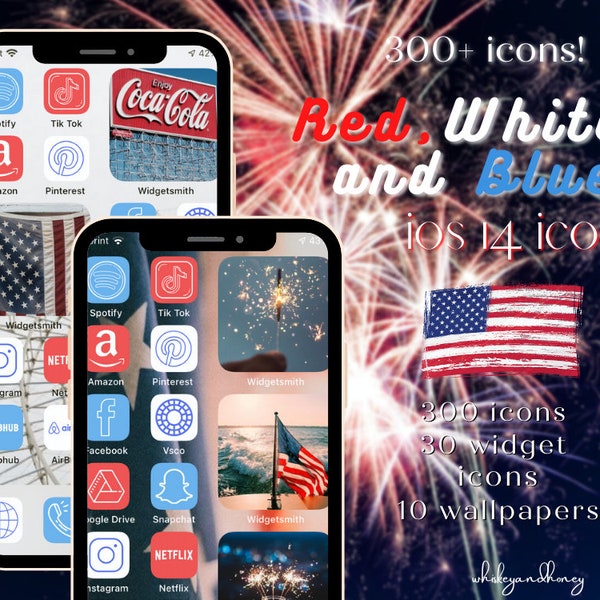 Red White and Blue Aesthetic IOS 14 Icons Pack