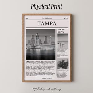 Physical Print | Tampa City Poster | Travel Wall Art | Newspaper Poster | Minimalist Art | State Poster | Tampa Art | Florida Poster