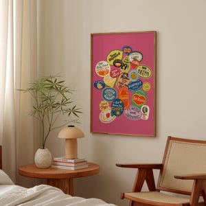 Vintage Fruit Stickers Art Print | Pink Kitchen Decor (Digital Download) image 3