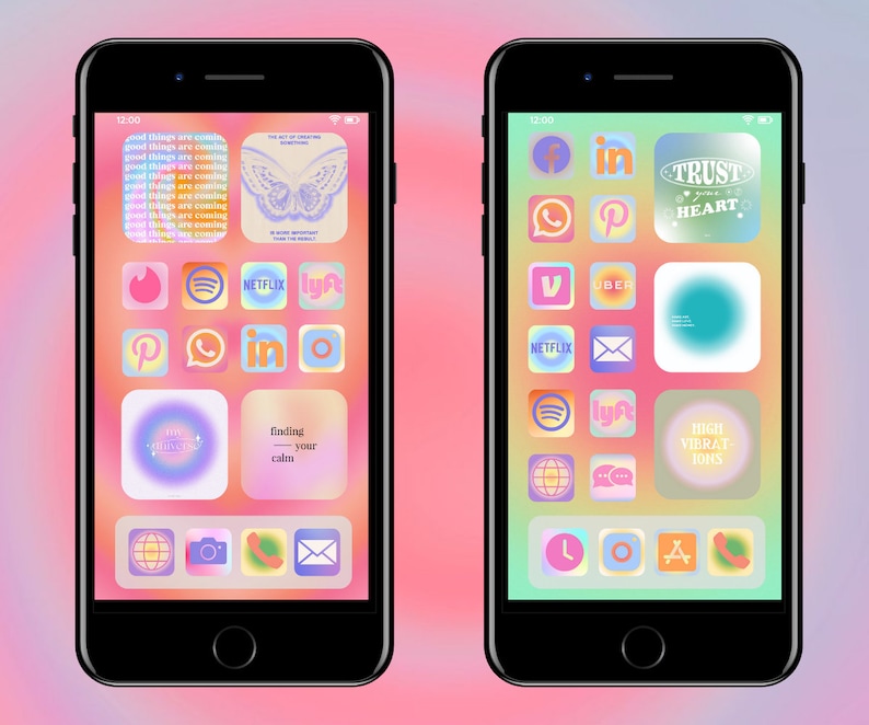 Aura Phone Icons Pack Trendy Phone Icons iPhone Icons Android Icons Digital Download Danish Pastel Aesthetic Aura Aesthetic image 2