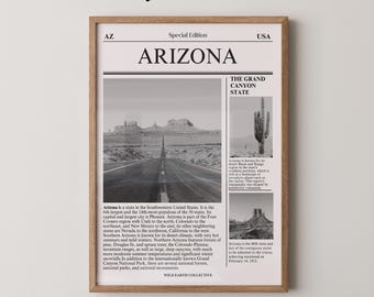 Arizona Newspaper Art Print | AZ Travel Poster