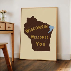 Pobieranie cyfrowe | Wisconsin Welcomes You Art Print | Wisconsin Sign Wall Art | Travel Wall Art | State Art | Pomysł na prezent | Wisconsin Poster