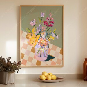 Painted Flowers in Vase Art Print | Trendy Kitchen Decor (Digital Download)
