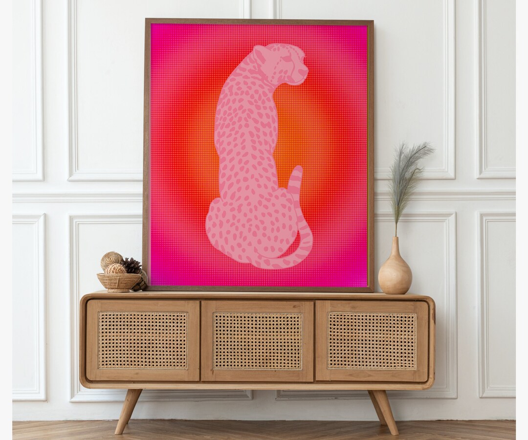 Digital Download Art Print Preppy Cheetah Art Print Pink Etsy
