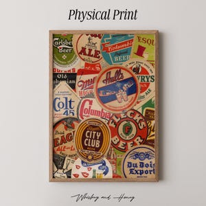 Wydruk fizyczny | Sztuka na podstawkach pod piwo w stylu vintage | Sztuka na wózku barowym | Plakat z motywem jaskini człowieka | Prezent dla taty | Plakat z motywem piwa w stylu vintage | Sztuka ścienna z motywem piwa