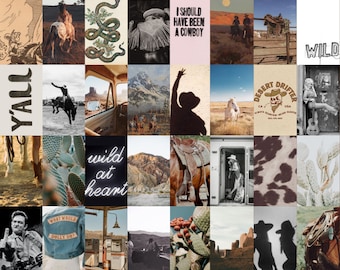 Western Aesthetic Wall Collage Kit | 75 Piece Photo Set (Digital Download)