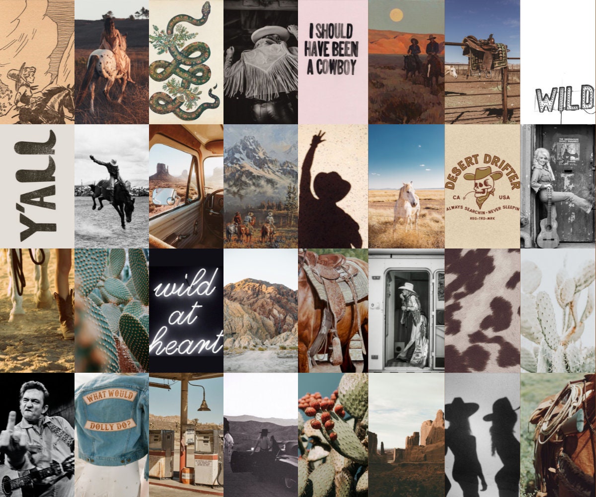 Western Aesthetic Wall Collage Digital Download 75 Pieces Etsy