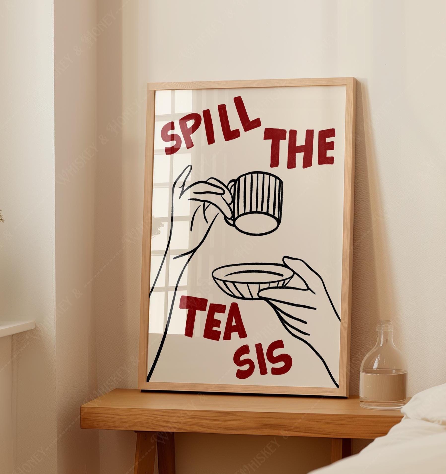 Spill the Tea Sis Art Print | Trendy Bar Cart Wall Decor - Etsy