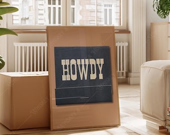 Howdy Streichholzbrief Kunstdruck | Vintage Western Wandbild (Digitaler Download)