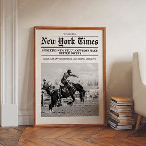 Digitaler Download | Cowboys machen bessere Liebhaber Kunstdruck | Druckbare Kunst | Zeitungsposter | Westerndekor | Zeitungskunst | Cowboy Art