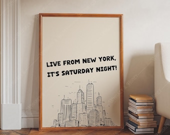 Digital Download | New York Art Print | New York Poster | Saturday Night Poster | Bar Cart Art | Gallery Wall Art | Trendy Art
