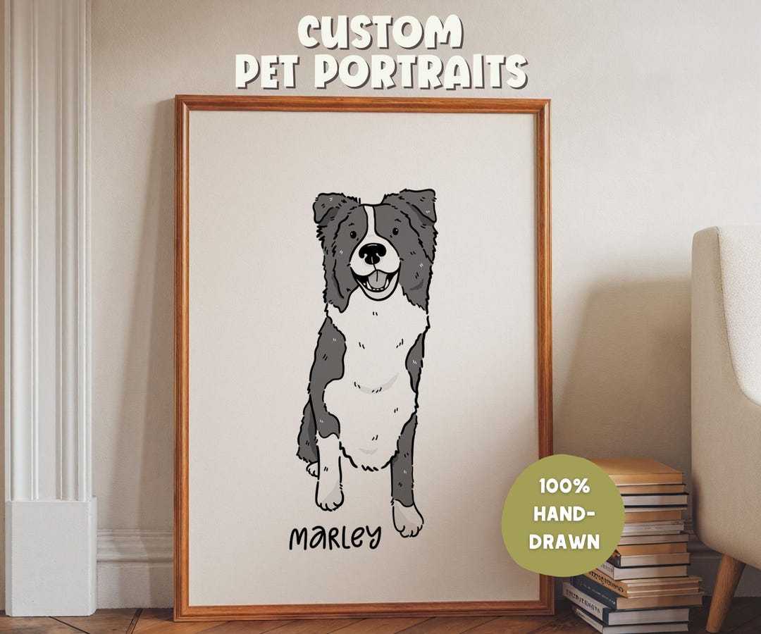 Custom Pet Portrait | Hand-drawn Dog & Cat Art | Pet Lover Gift ...
