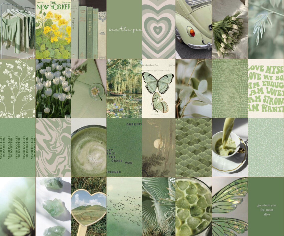 Sage Green Aesthetic Wall Collage Digital Download 75 - Etsy