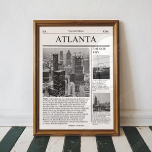 Descarga digital / Póster de Atlanta / Arte mural de viajes / Póster de periódico / Arte minimalista / Póster estatal / Arte de Atlanta / Póster de Georgia