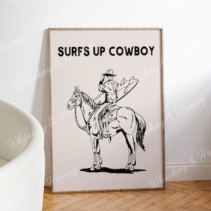 Surfs Up Cowboy Art Print | Coastal Cowgirl Western Art (Digital Download) image 3