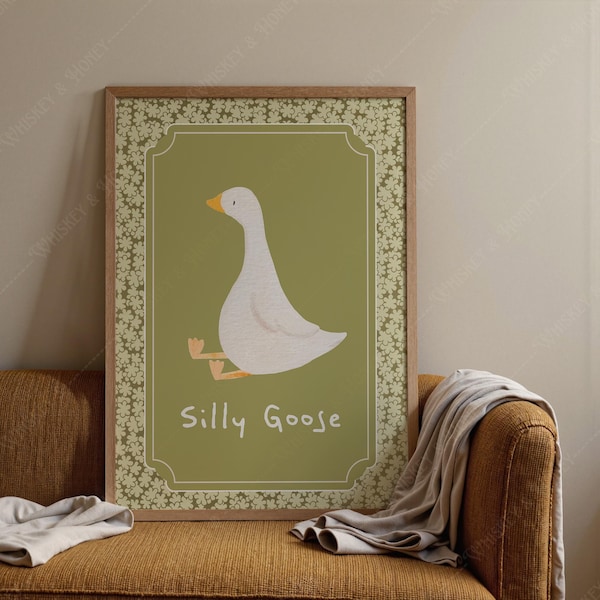Alberne Gans Kunstdruck | Cottagecore Kinderzimmer Dekor (Digitaler Download)