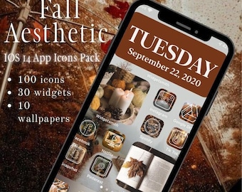 Fall App Icons  (Digital Download, 100 Icons, 30 Widgets, 10 Wallpapers)