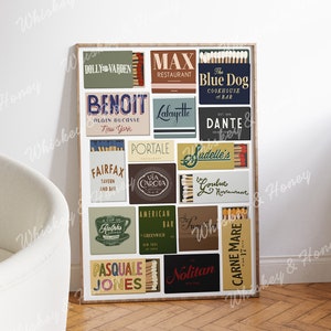 Pobieranie cyfrowe | New York Matchbook Art Print | Trendy Art Print | Bar Cart Art | New York Poster | Matchbook Poster | Large Art | Kitchen Art