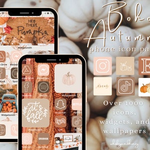 Boho Autumn Aesthetic IOS and Android Icons | Autumn Phone Icons | Fall Phone Homescreen | Boho Fall Phone Icons | Autumn Phone Wallpaper