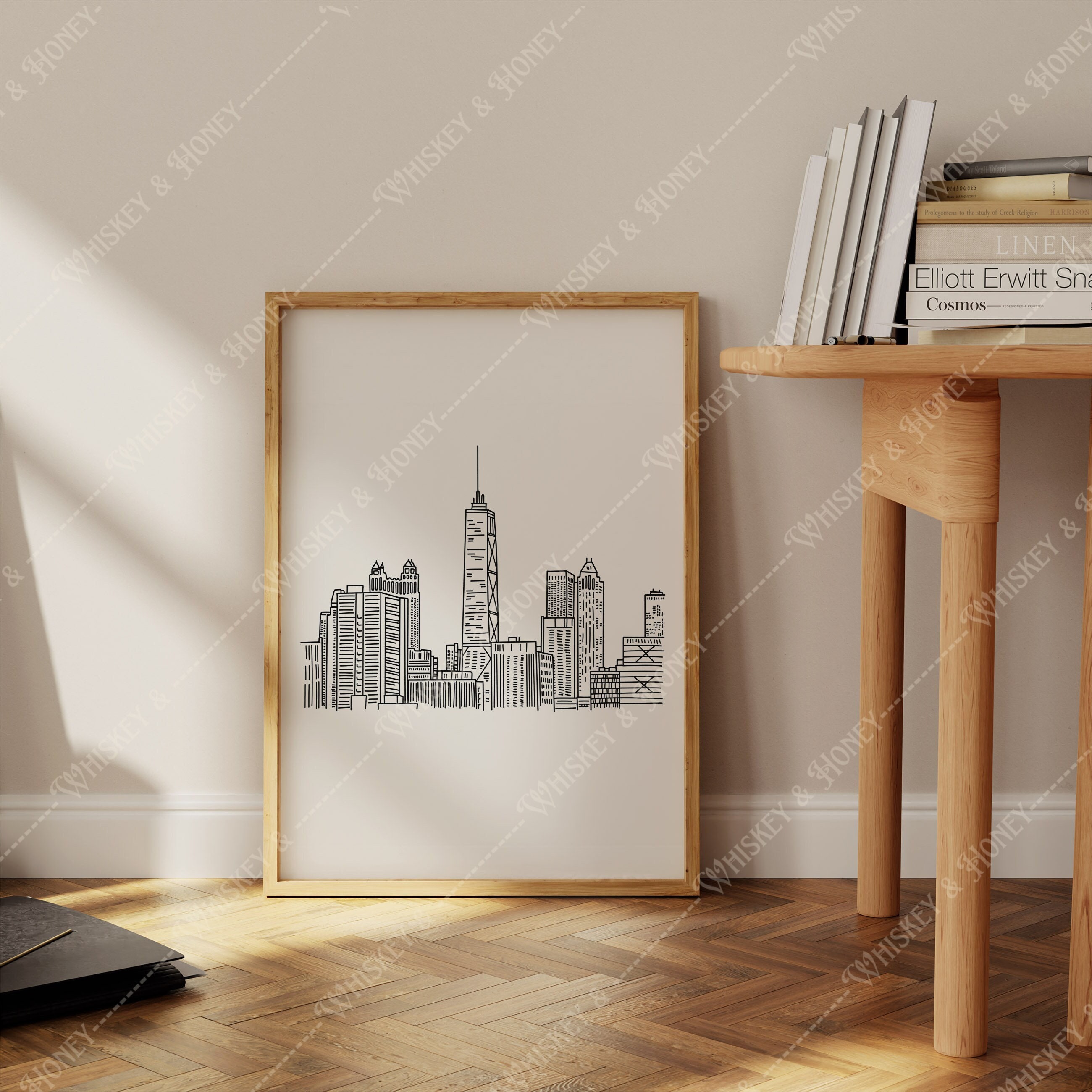 Digital Download | Chicago Skyline Art Print | Chicago Art | Chicago Poster | The Windy City | Bar Cart Art | Dorm Decor | Chicago Wall Art