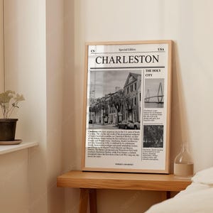 Descarga digital / Arte mural de la ciudad de Charleston / Póster de Charleston / Póster de Carolina del Sur / Póster de periódico / Póster de viaje / Póster estatal /