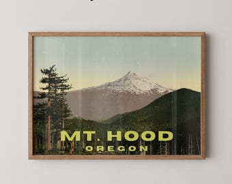 Vintage Mount Hood Art Print | Oregon Travel Poster (Physical Print)