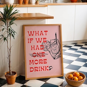 ¿Qué pasaría si tuviéramos más impresiones artísticas? Descargas digitales Arte imprimible Arte para carritos de bar Impresión artística de moda Póster de cócteles Decoración elegante para el hogar