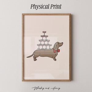 Fysieke afdruk | Weenie en martini's kunstafdruk | Kunst barwagen | Cocktailposter | Decoratie barwagen | Weiner-hondposter | Trendy muurkunst