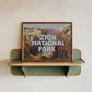 Download digitale / Stampa artistica vintage del Parco nazionale di Zion / Poster della California / Arte retrò / Arte delle cartoline vintage / Arte di viaggio / Poster di Zion