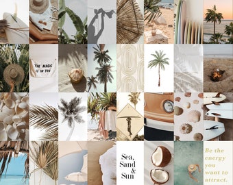 Boho Beach Aesthetic Wall collage | Digital download | 75 pieces