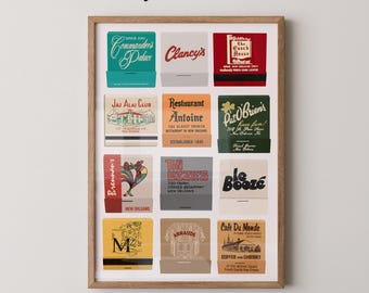 Konsttryck med New Orleans Matchbook | Affisch med barvagn i NOLA