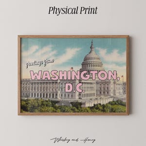 Physical Print | Greetings From Washington D.C Art Print | Vintage Postcard Poster | Washington DC Poster | Retro Art | Travel Poster |