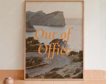 Out of Office Coastal Art Print | Trendy Retro Home Decor (Digital Download)