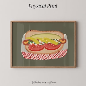 Physical Print | Chicago Hot Dog Art Print | Chicago Poster | Food Art |Hot Dog Poster |Chicago Wall Art | Funny Art |Chicago Bar Cart Art